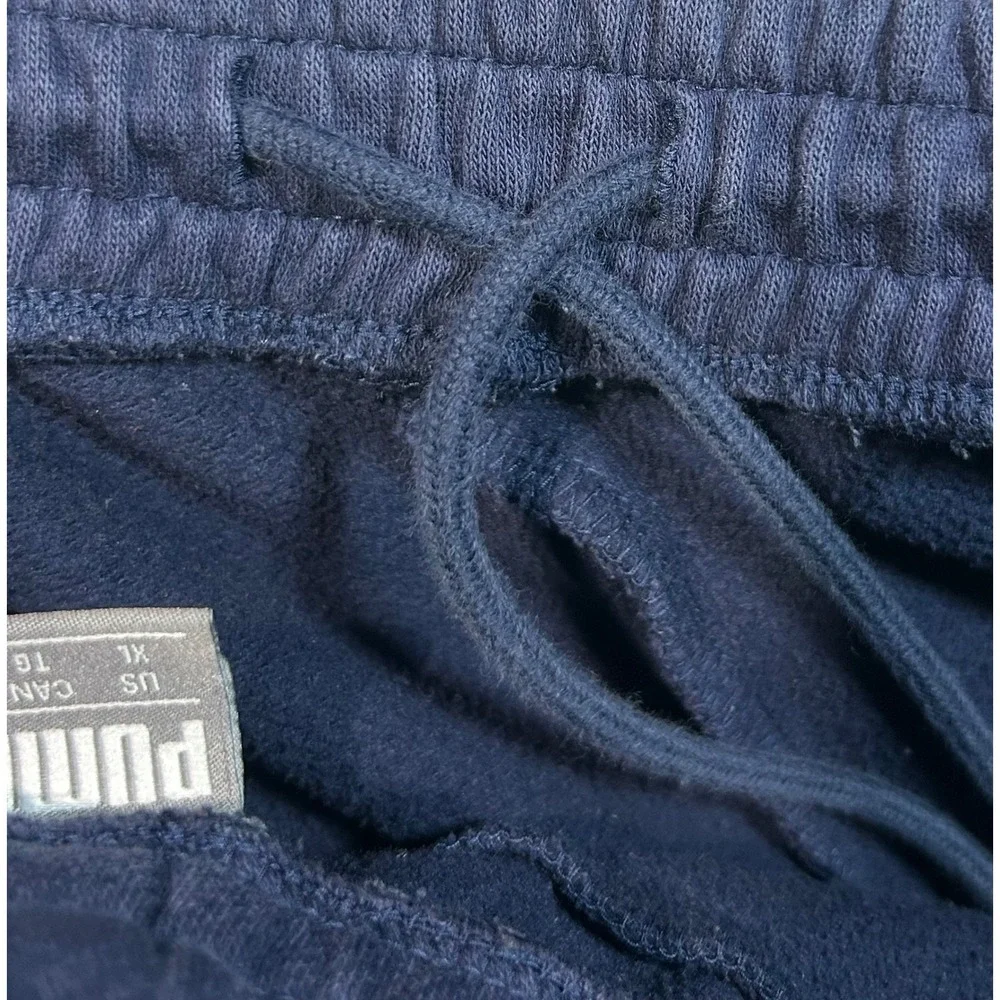 Puma Sweatpants Mens XL Navy Blue Fleece Zipper Pockets Drawstring Activewear